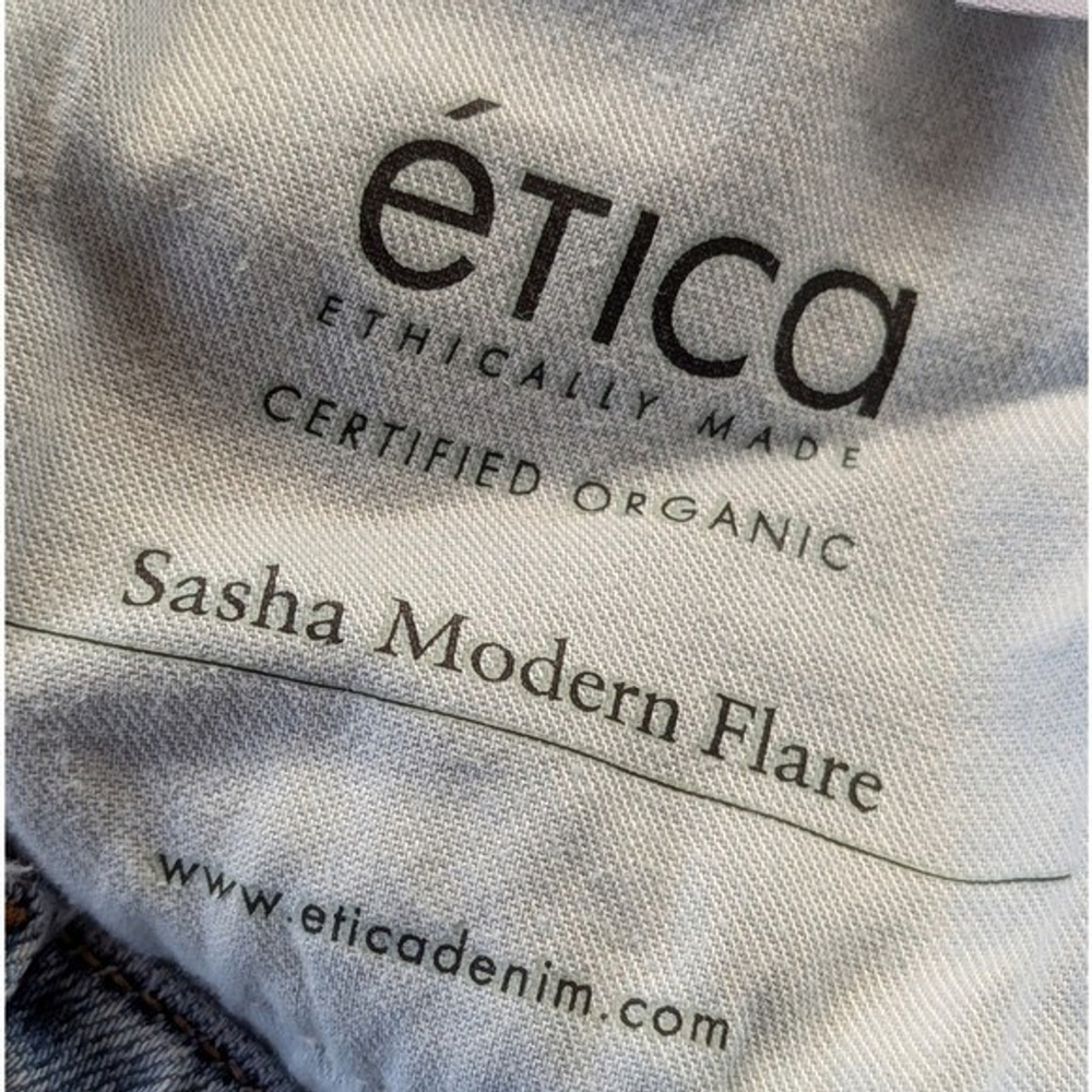 Etica Sasha Flare Jeans High Rise Raw Hem Sz 28 - Picture 10 of 12
